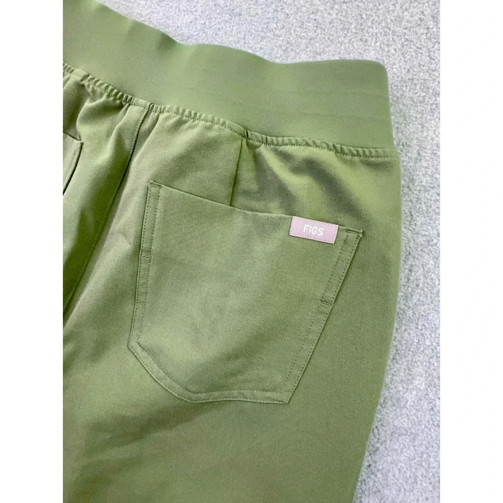 FIGS HW Zamora Jogger Scrub Pants Womens S Petite Green Zip Pockets RN Medic